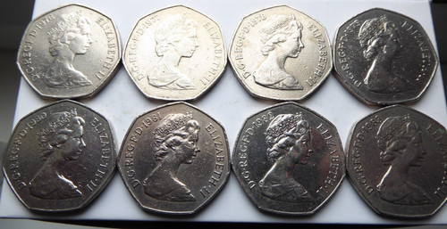 50p pence old - 8, coins