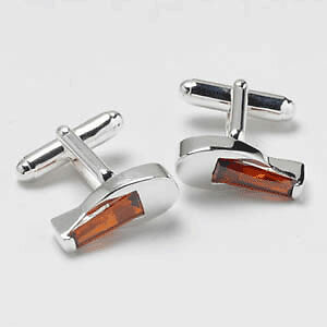 Silver red cufflinks by - red, cz