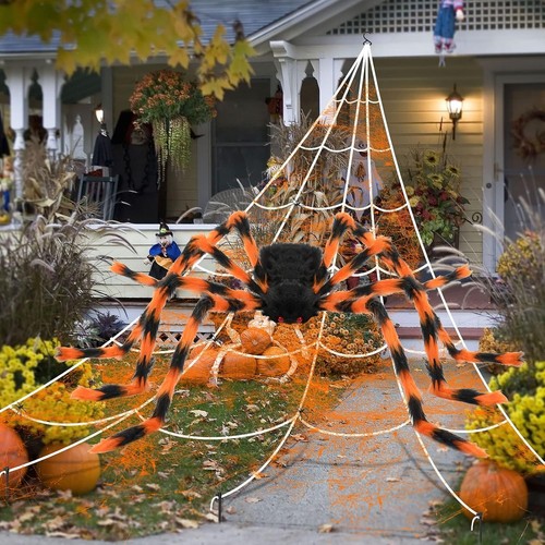 Halloween giant spider - spider, web