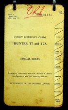 Original 1972 RAF Hunter Flight Reference Cards for T7 & T7A: Pilots Notes supp