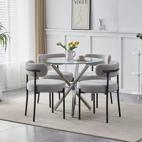 Round glass dining table - dining,