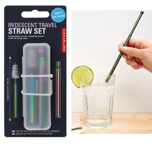 Kikkerland travel straw set - straw,