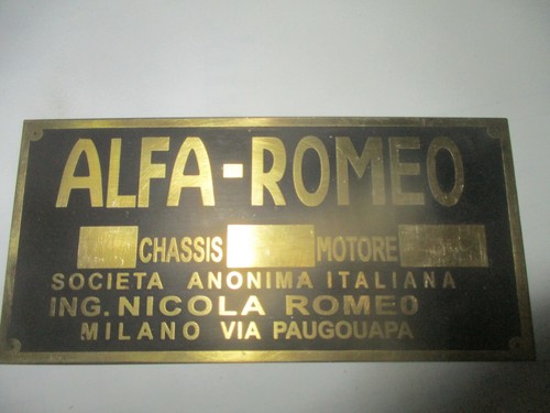 Nameplate alfa romeo - romeo, 6c