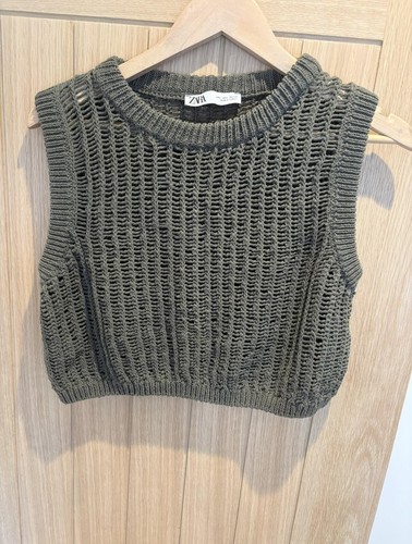 Zara khaki green - green, open-knit