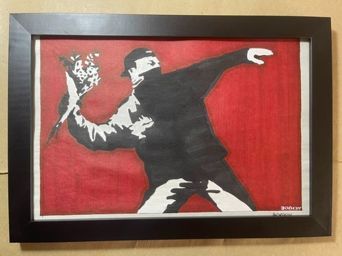 Banksy drawing framed - drawing,