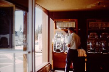 1950s Man With Old Slot Machines  Red Border Kodachrome Slide AU-F