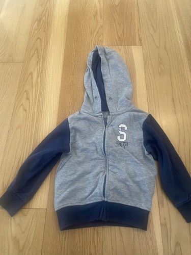 Grey navy zip front hoody - grey/, age