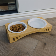 Solid Wood Cat Bowl Stand –