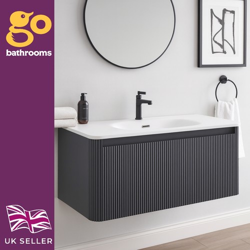 Grey ribbed vanity unit - ribbed,