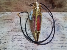 Necklace Gothic Medieval Steampunk Blood Vial long Pendant on black leather cord