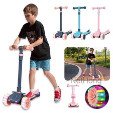 Adjustable Kids Scooter 3 wheels Kids Kick Push Flashing Led Light Up For Gift