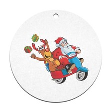 2 x 70mm 'Santa Scooter' Flat Christmas Baubles (CB00127845)