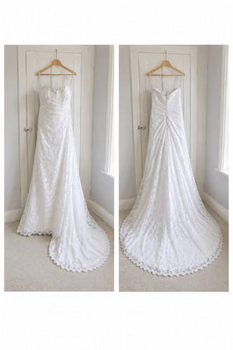 Lace strapless white wedding - strapless,