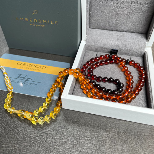 Rainbow amber misbaha islamic - rainbow,