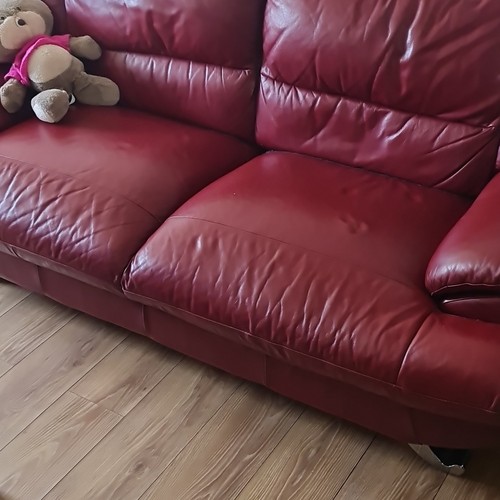 Red leather sofa pillow top - red,