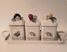 Villeroy & Boch Set Of 3 Jam Or Spice Pots With Tray