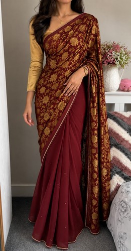Burgundy gold embroidered - gold,