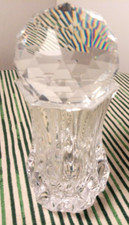 Crystal Glass Paperweight- Dome faceted crystal- Unmarked- Beautiful + Bud vase