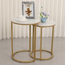 2 Round Coffee Table Heavy Duty Slate Table Top Accent End Table for Home Office