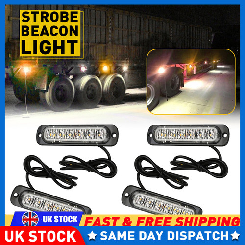 4pcs 12v 24v amber - 12v, strobe