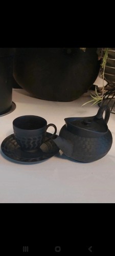 Wedgewood black basalt tea set - basalt,