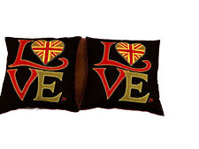 A Matching Pair Of Jan Constantine Union Jack Heart/ Love  Cushion