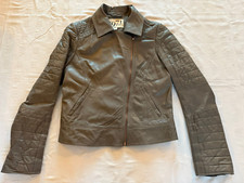 Reiss Ladies 1971 Leather Jacket Grey Soft Leather Medium