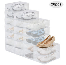 10/20 Pack Shoe Storage Boxes Stackable Storage Plastic Shoe Organiser Box Set