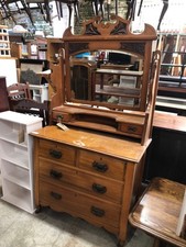 Vintage Four Drawer Vanity Dresser with Mirror