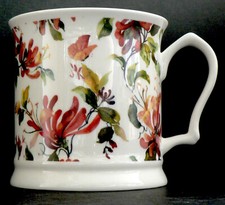 Honeysuckle design colourful fine bone china tankard, large mug