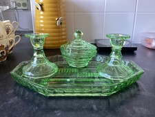 Vintage Art Deco Green Glass