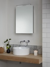John Lewis Ariel Single Mirrored & Illuminated Bathroom Cabinet 72 x 50cm A