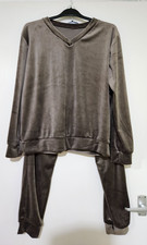 VELVET 2 piece set dark taupe top and bottom size from 8-12 UK soft comfortable 