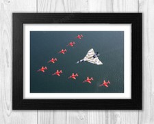Vulcan bomber with Red Arrows V Force A4 poster with choice of frame