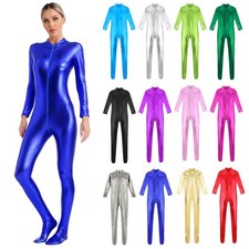 Women Shiny Metallic Unitard