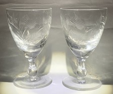 2 x Edinburgh Crystal Vintage THISTLE Sherry Glasses 10.2 cm 