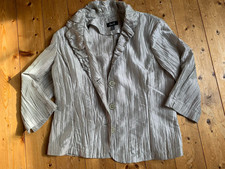 Oscar B Thin Unlined Jacket Size 14 Grey Shoulder Pads