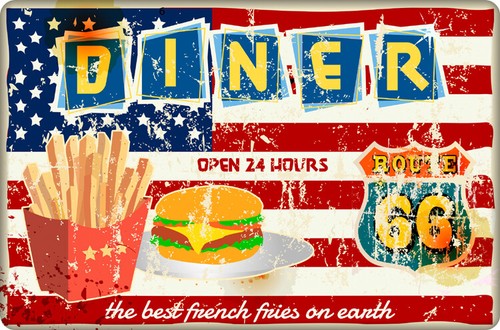 Retro diner metal sign - metal,