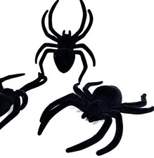 FAKE HALLOWEEN SPIDERS PACK OF 3 SCARY DECORATIONS COSTUME SPOOKY LARGE