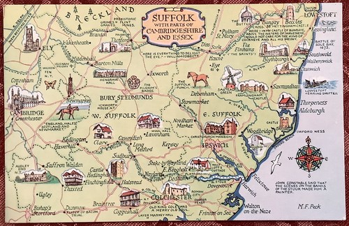 Suffolk vintage map peck - suffolk,
