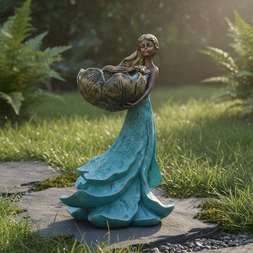 Resin bird feeder statue - bird,