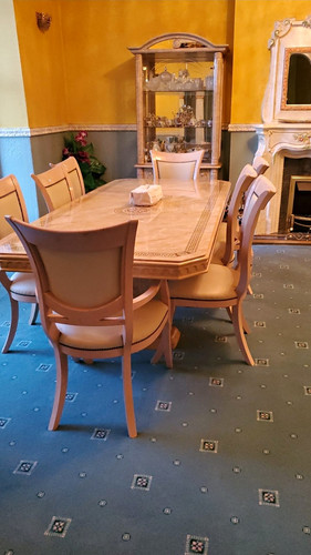 Beige wood piece dining - beige, room