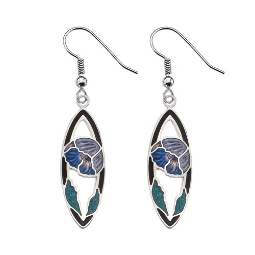 Poppy drop earrings blue black - drop,