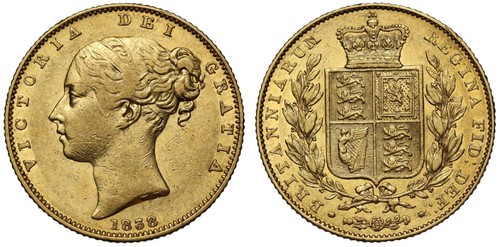 Victoria 1838 sovereign 1st - 1838, sovereign,