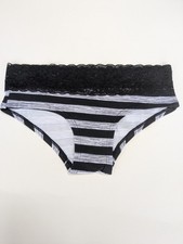 Ex catalogue Knickers Size 8. Lace Top. Black And Grey Stripe.
