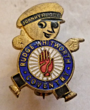 VINTAGE ENAMEL BADGE RUDGE WHITWORTH COVENTRY MOTORCYCLES BICYCLE JOHNNY RUDGE