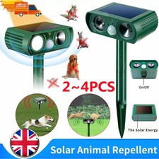 4x Ultrasonic Solar Cat Dog Repellent Fox Pest Scarer Deterrent Repeller Garden