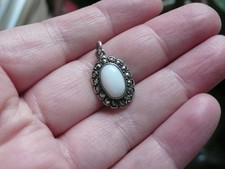 Vintage Opal, Marcasite and Silver Pendant