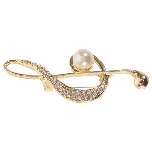 Crystal music note brooch - crystal,
