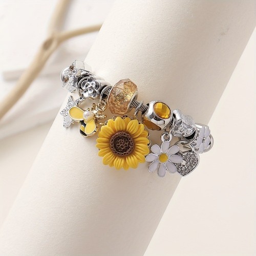 Sunflower bee charm - sunflower,